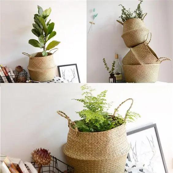 Coveview Woven Basket Planter - Onyx Decor