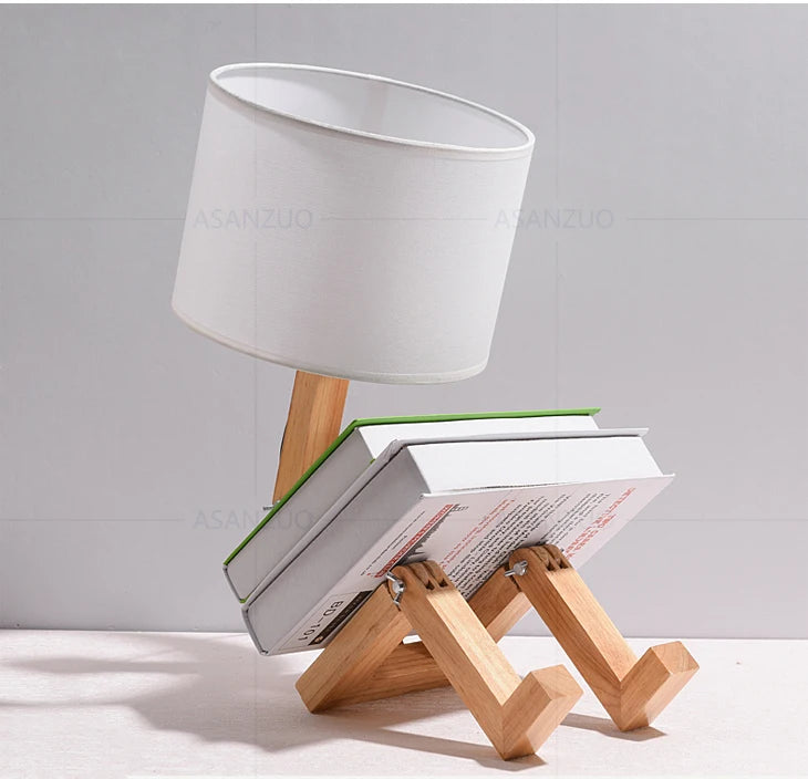 Finn Nordic Wooden Robot Table Lamp - Onyx Decor