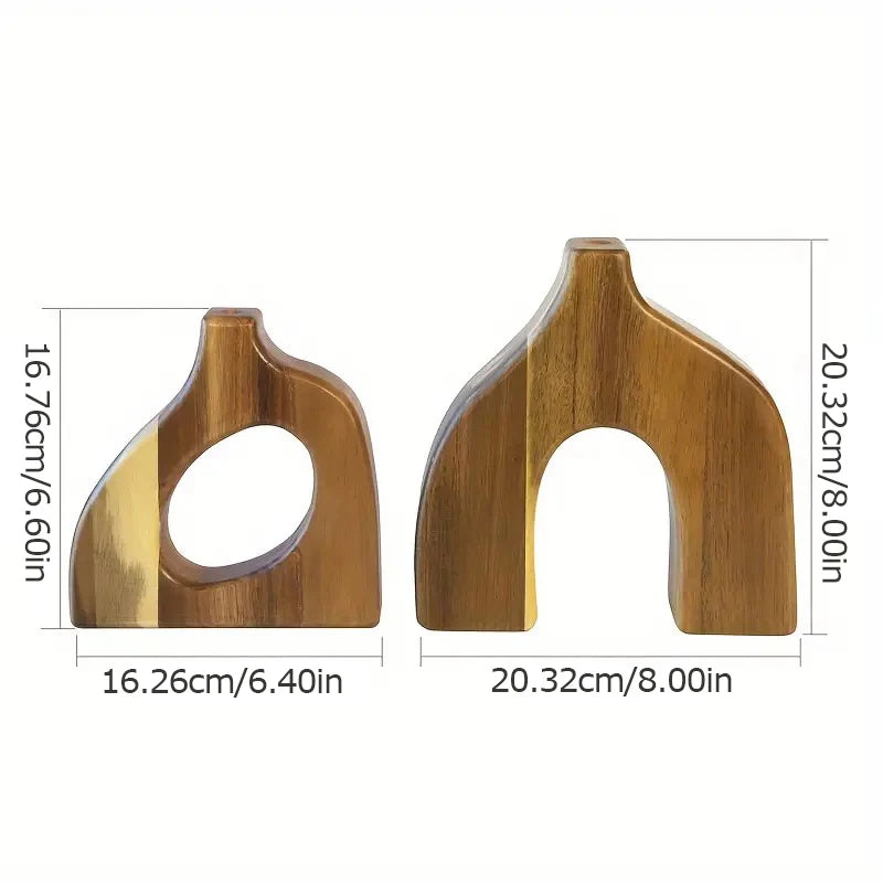 Aria Wood Table Vase Set - Onyx Decor
