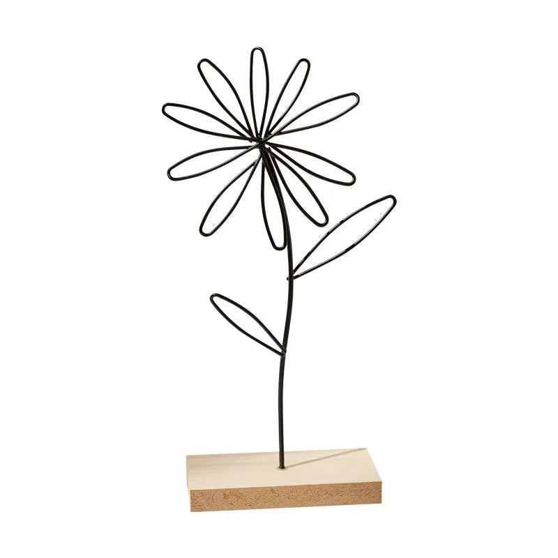Olivia Nordic Iron Flower Decorative Sculpture - Onyx Decor