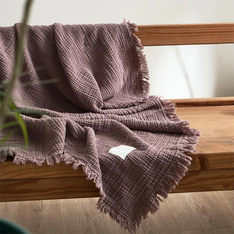 Maillard Cotton Tassel Throw Blanket - Onyx Decor