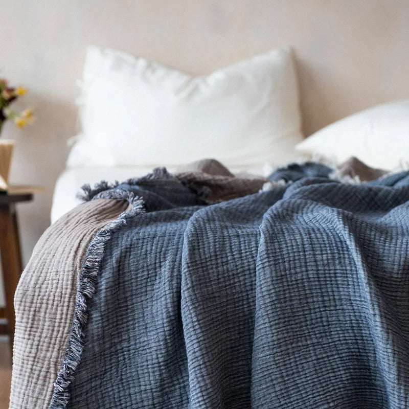 Maillard Cotton Tassel Throw Blanket - Onyx Decor