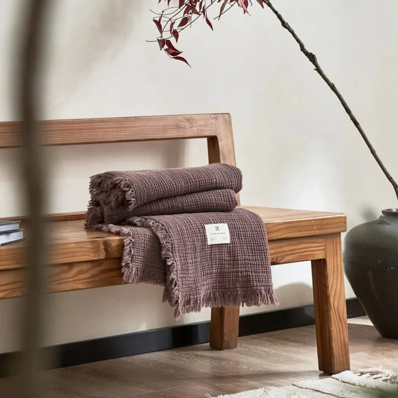 Maillard Cotton Tassel Throw Blanket - Onyx Decor
