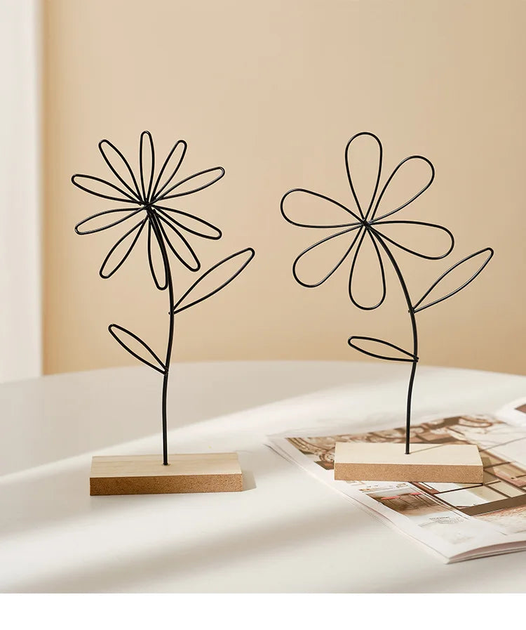 Olivia Nordic Iron Flower Decorative Sculpture - Onyx Decor