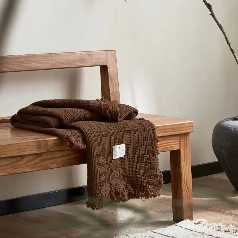 Maillard Cotton Tassel Throw Blanket - Onyx Decor