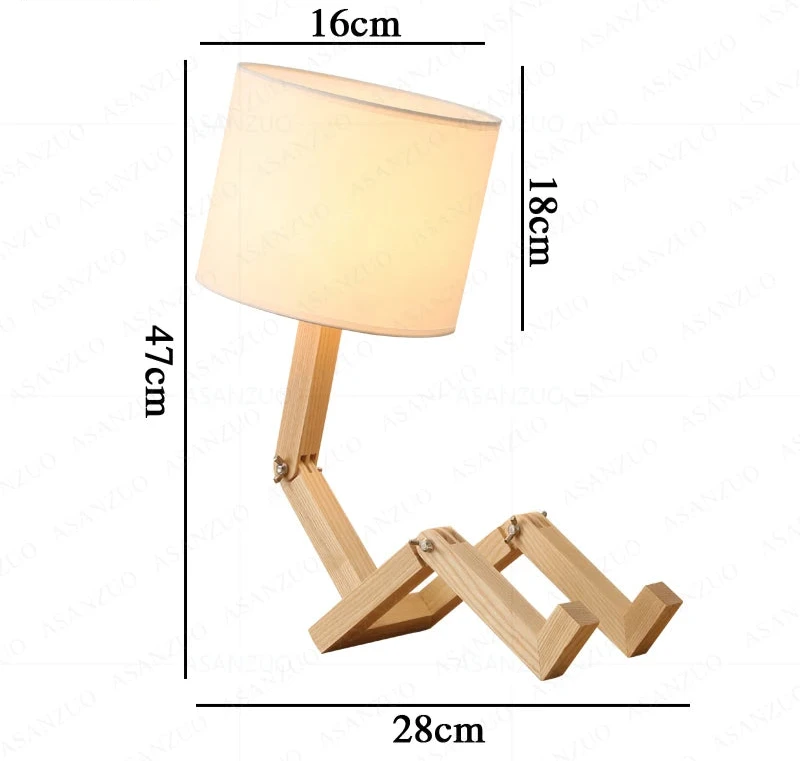 Finn Nordic Wooden Robot Table Lamp - Onyx Decor