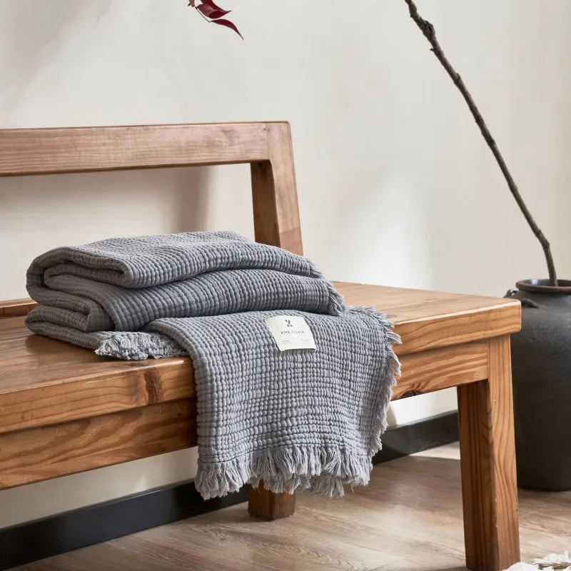 Maillard Cotton Tassel Throw Blanket - Onyx Decor