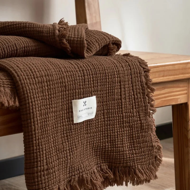 Maillard Cotton Tassel Throw Blanket - Onyx Decor