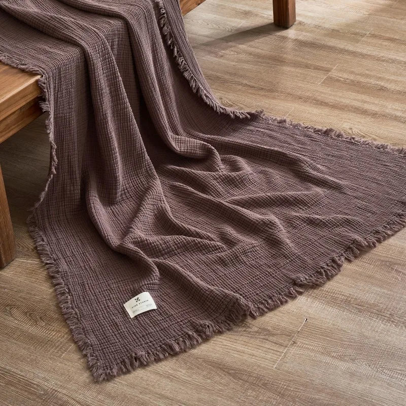 Maillard Cotton Tassel Throw Blanket - Onyx Decor