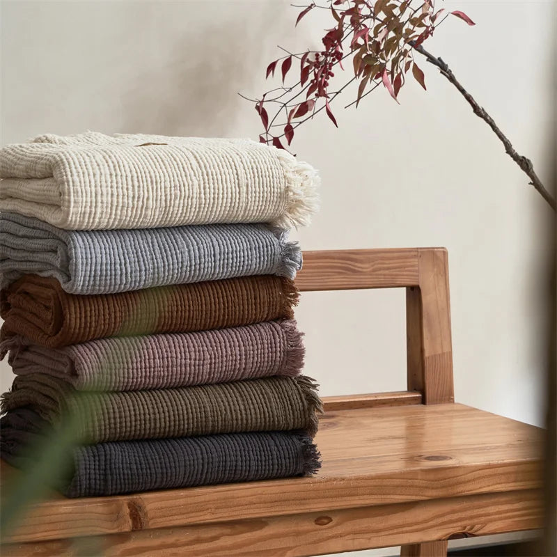 Maillard Cotton Tassel Throw Blanket - Onyx Decor