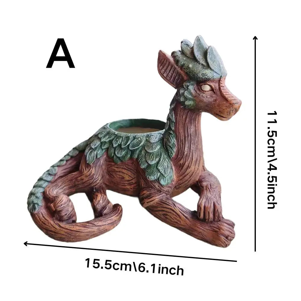 Evergreen Dragon Decorative Sculpture Planter - Onyx Decor