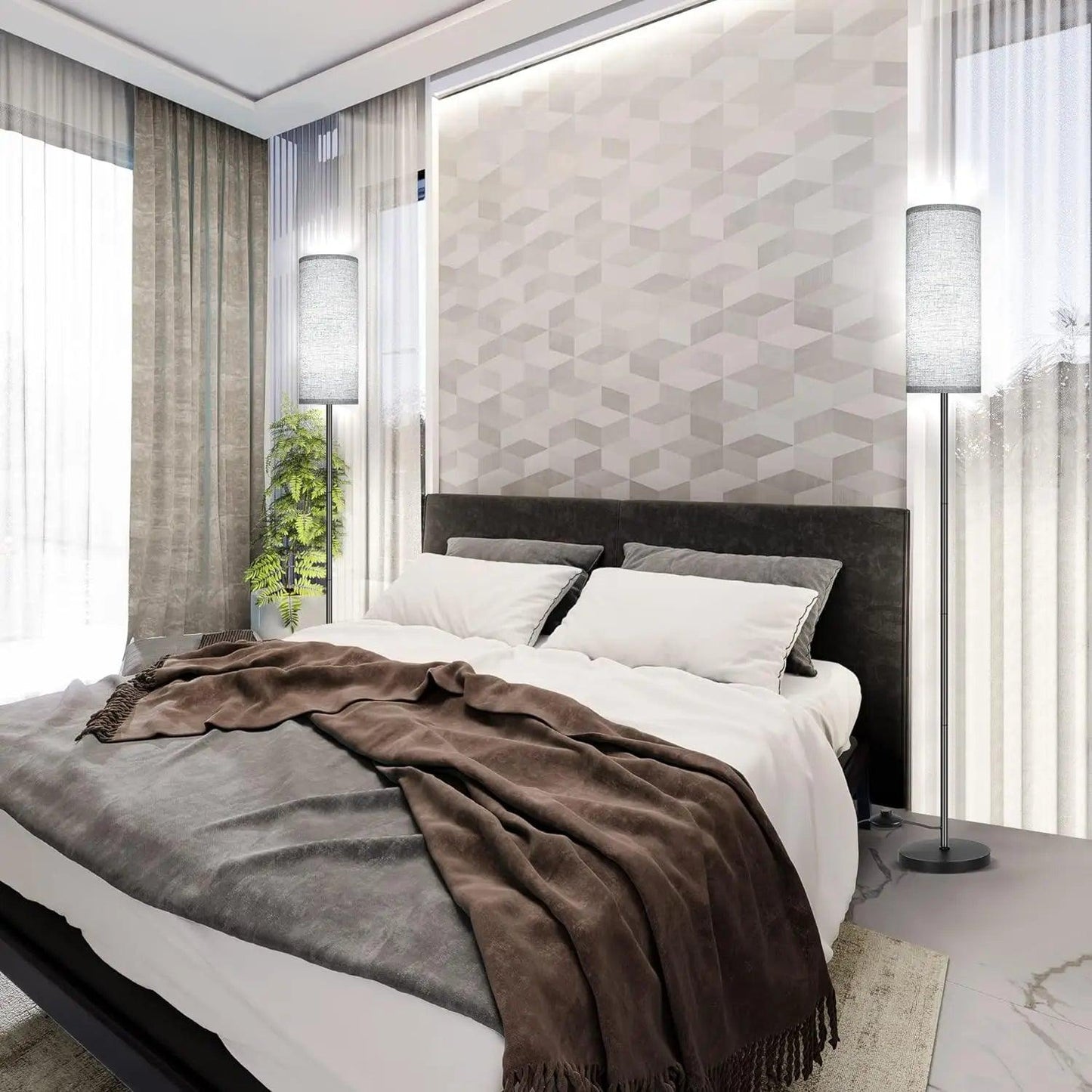 Modern Floor Lamp with Fabric Shade - Onyx Decor