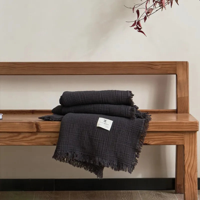Maillard Cotton Tassel Throw Blanket - Onyx Decor