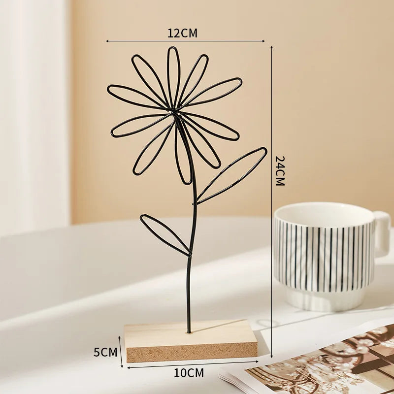 Olivia Nordic Iron Flower Decorative Sculpture - Onyx Decor