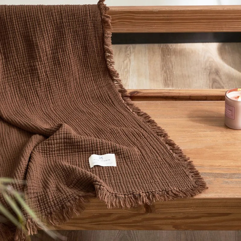 Maillard Cotton Tassel Throw Blanket - Onyx Decor