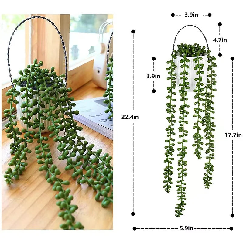 Hand Made Wicker Rattan Flower Planter Wall Hanging Wicker Rattam Basket Garden Vine Pot Plants Holder Garden Pots Wall Planter - Onyx Decor