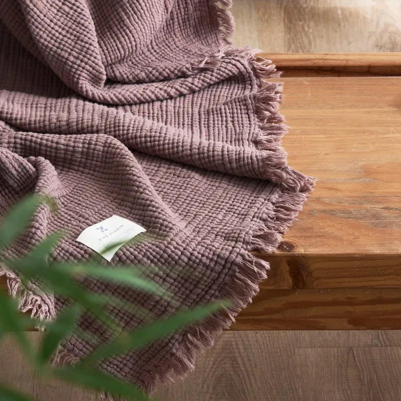 Maillard Cotton Tassel Throw Blanket - Onyx Decor
