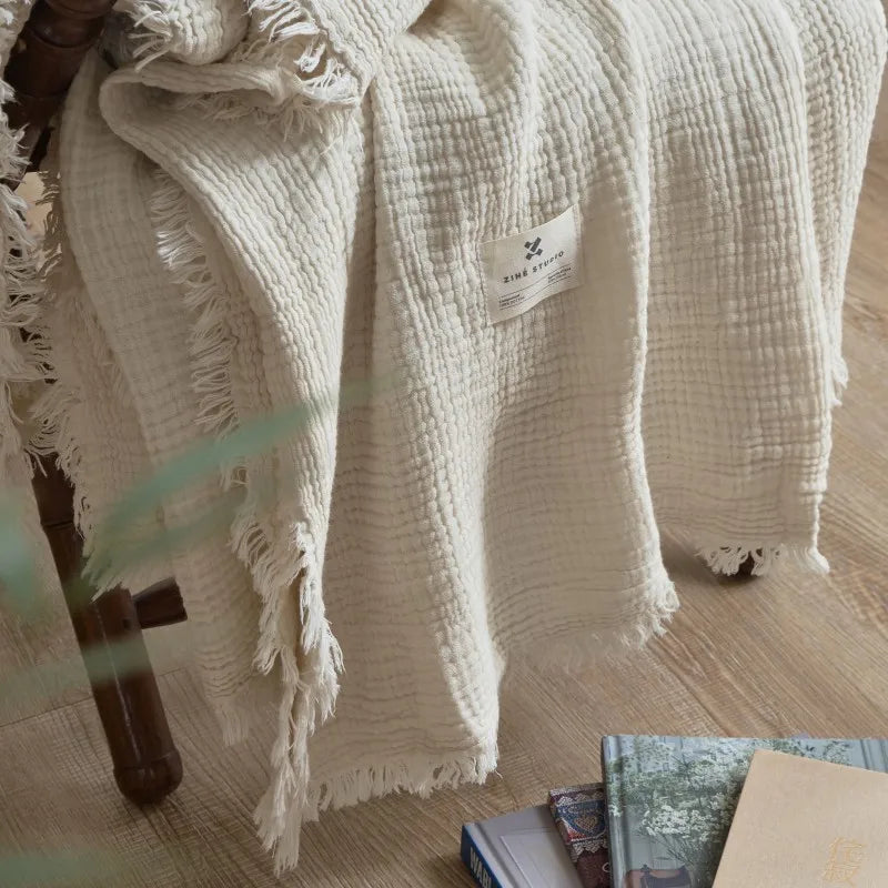 Maillard Cotton Tassel Throw Blanket - Onyx Decor