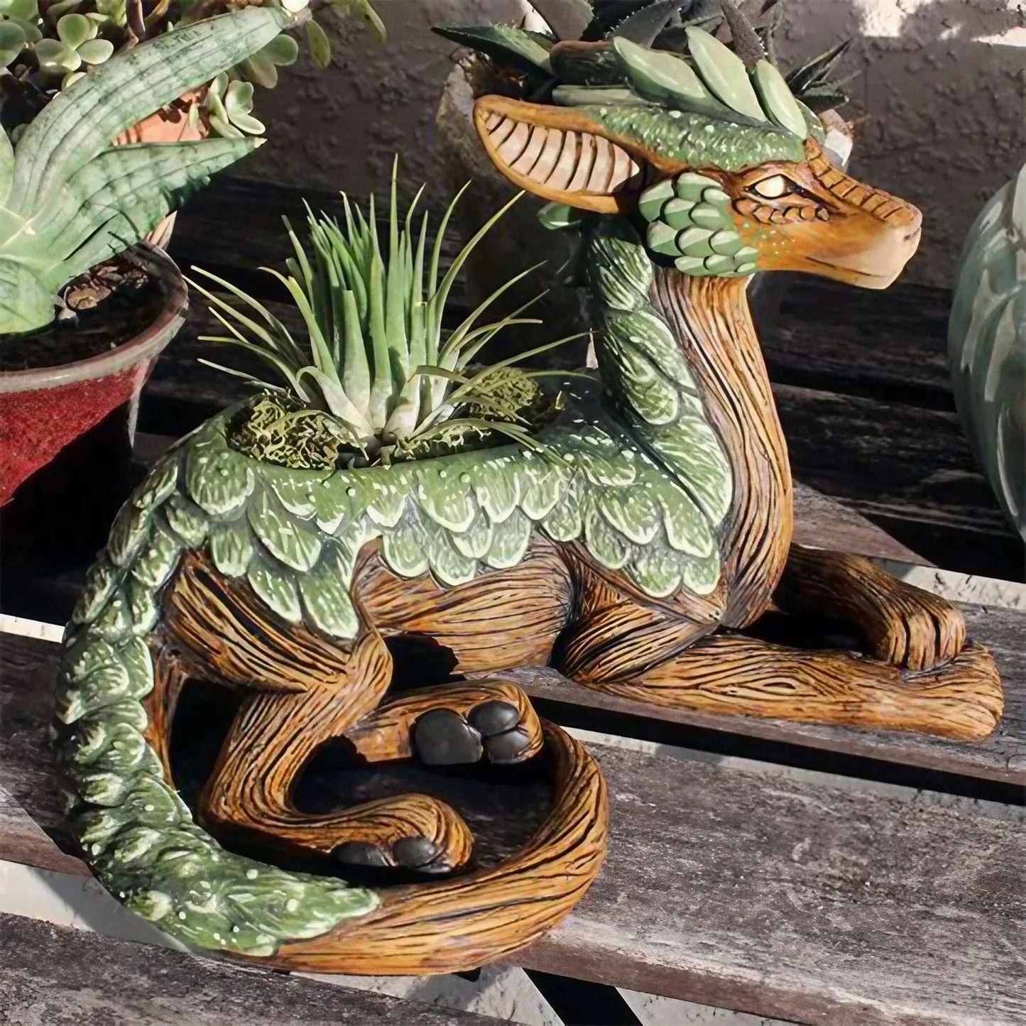 Evergreen Dragon Decorative Sculpture Planter - Onyx Decor