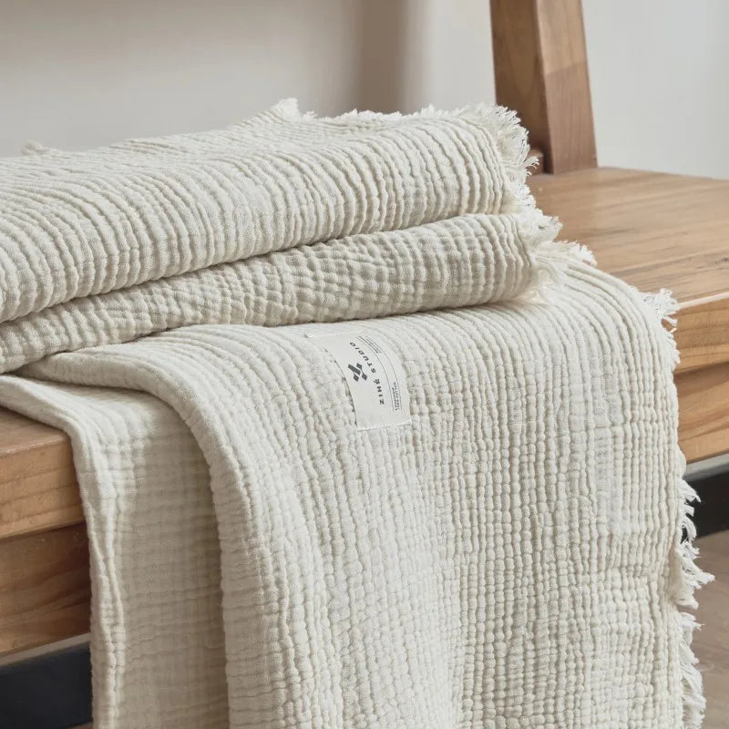 Maillard Cotton Tassel Throw Blanket - Onyx Decor