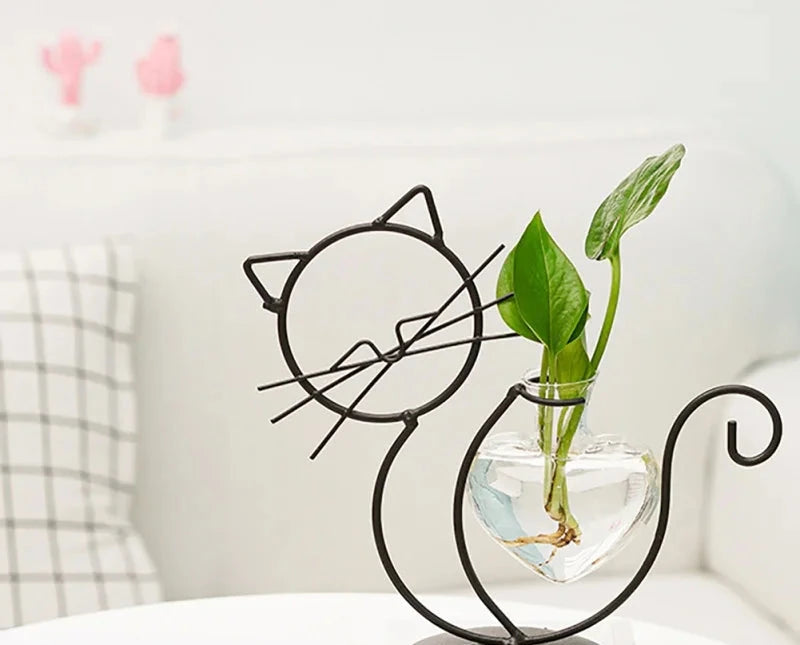 Sophia Hydroponic Glass Heart Vase - Onyx Decor
