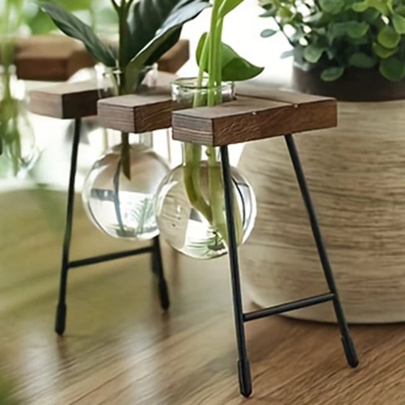 Terra Wooden Frame Propagation Vase - Onyx Decor