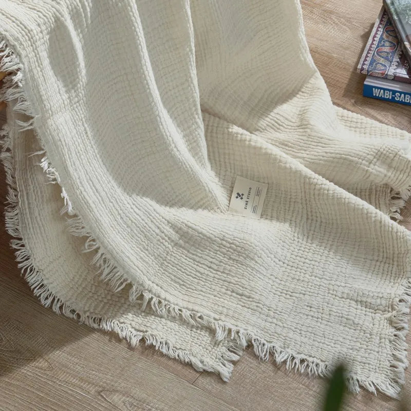 Maillard Cotton Tassel Throw Blanket - Onyx Decor