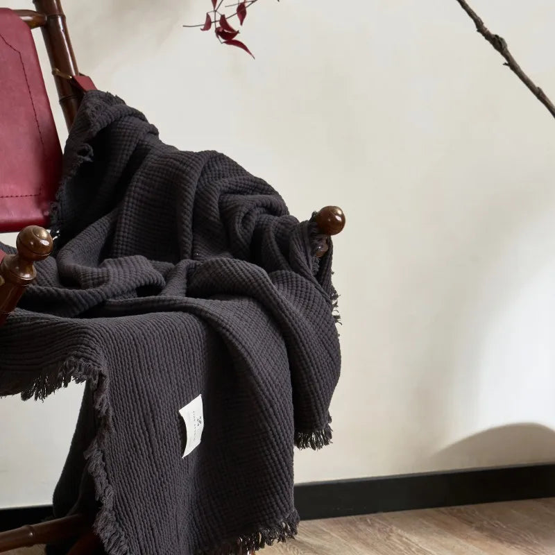 Maillard Cotton Tassel Throw Blanket - Onyx Decor