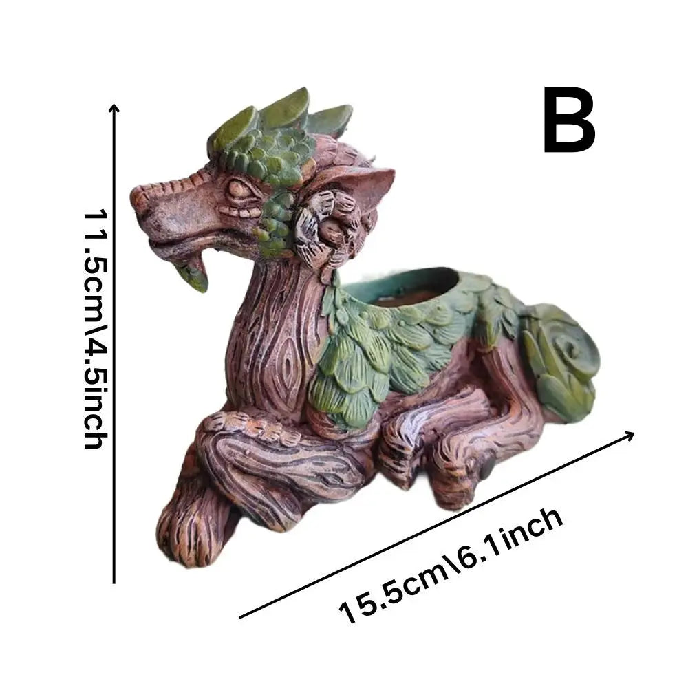 Evergreen Dragon Decorative Sculpture Planter - Onyx Decor