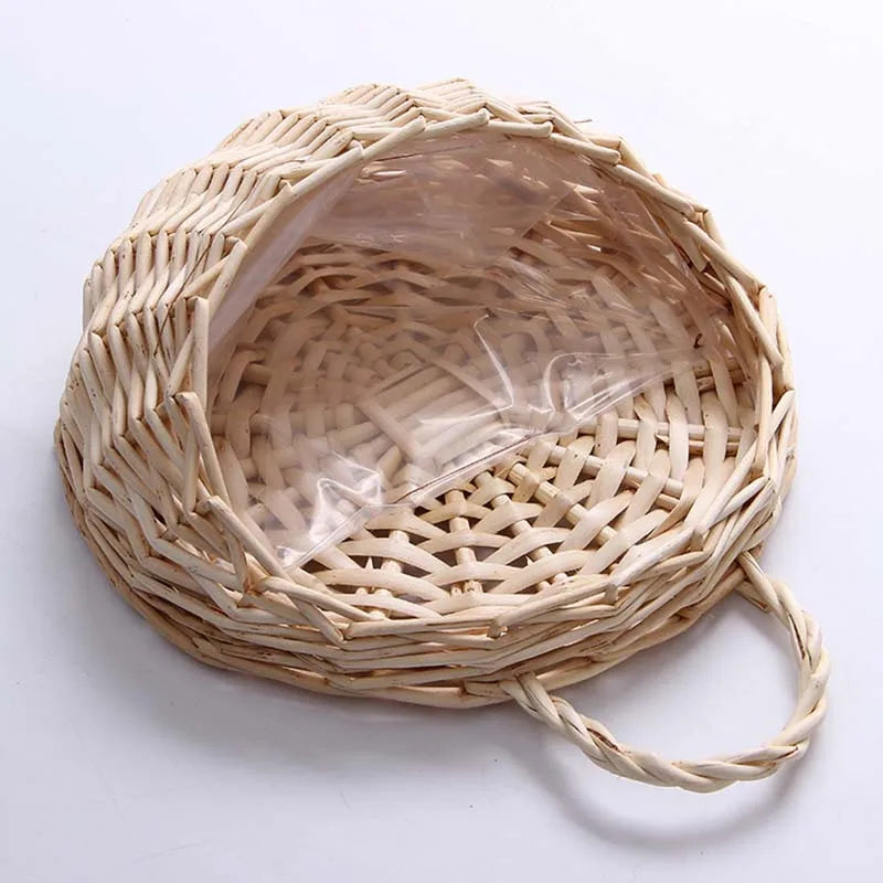 Hand Made Wicker Rattan Flower Planter Wall Hanging Wicker Rattam Basket Garden Vine Pot Plants Holder Garden Pots Wall Planter - Onyx Decor