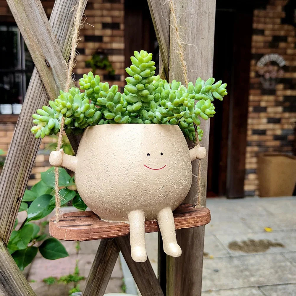 Daisy Cartoon Head Hanging Planter - Onyx Decor