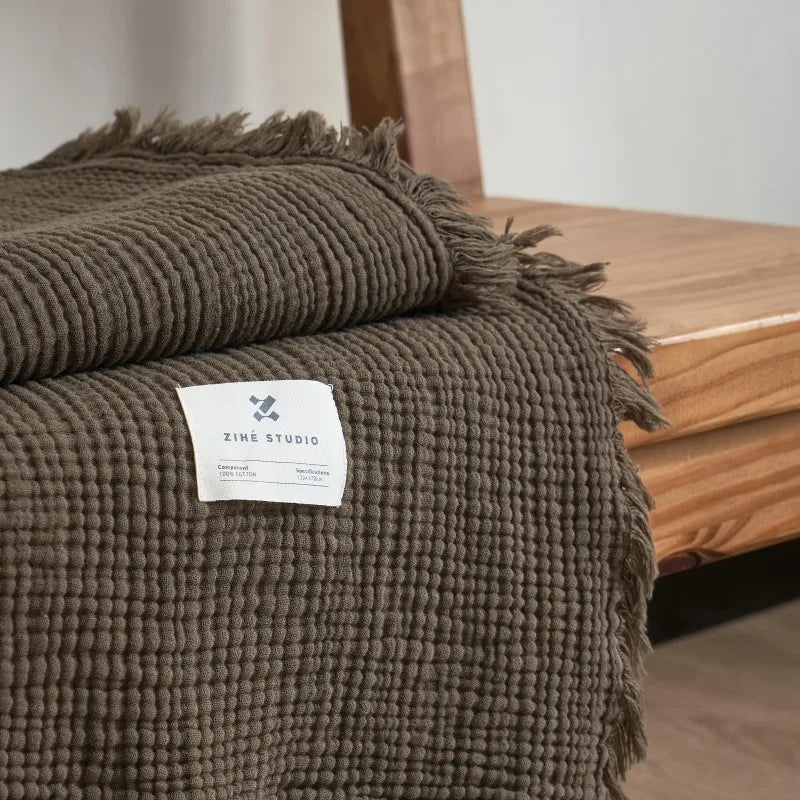 Maillard Cotton Tassel Throw Blanket - Onyx Decor
