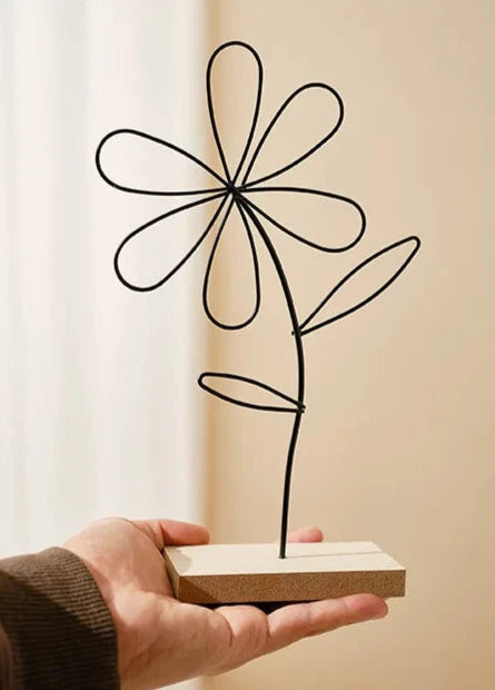 Olivia Nordic Iron Flower Decorative Sculpture - Onyx Decor