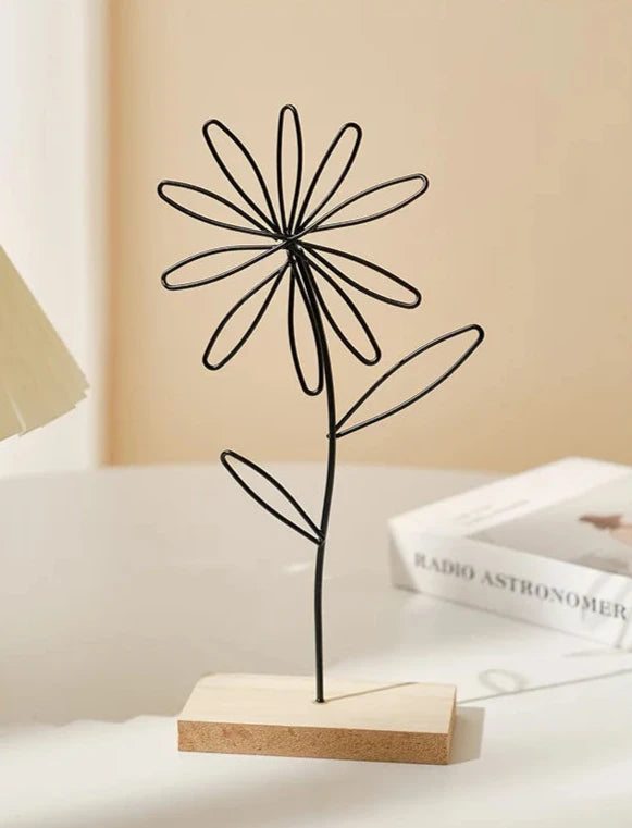 Olivia Nordic Iron Flower Decorative Sculpture - Onyx Decor