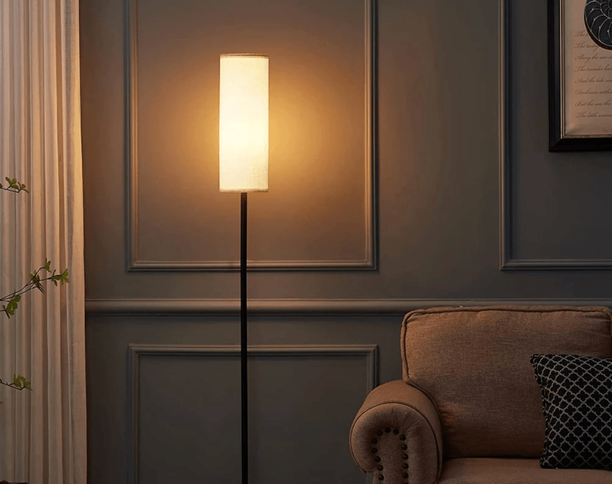 Modern Floor Lamp with Fabric Shade - Onyx Decor