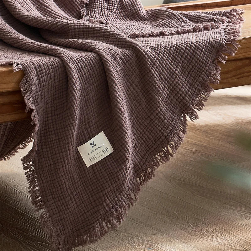 Maillard Cotton Tassel Throw Blanket - Onyx Decor