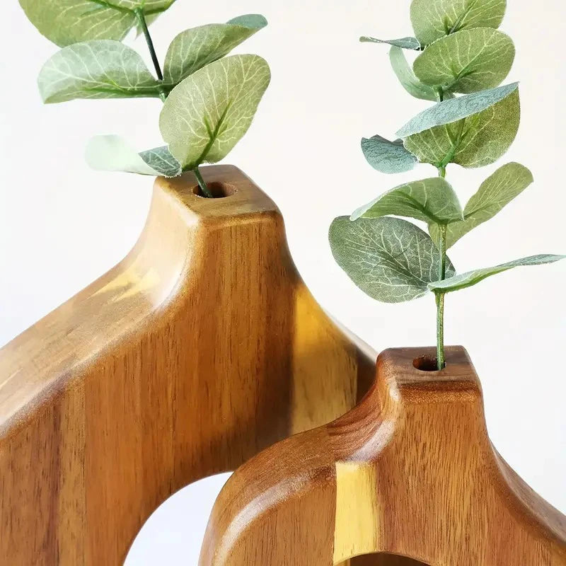 Aria Wood Table Vase Set - Onyx Decor