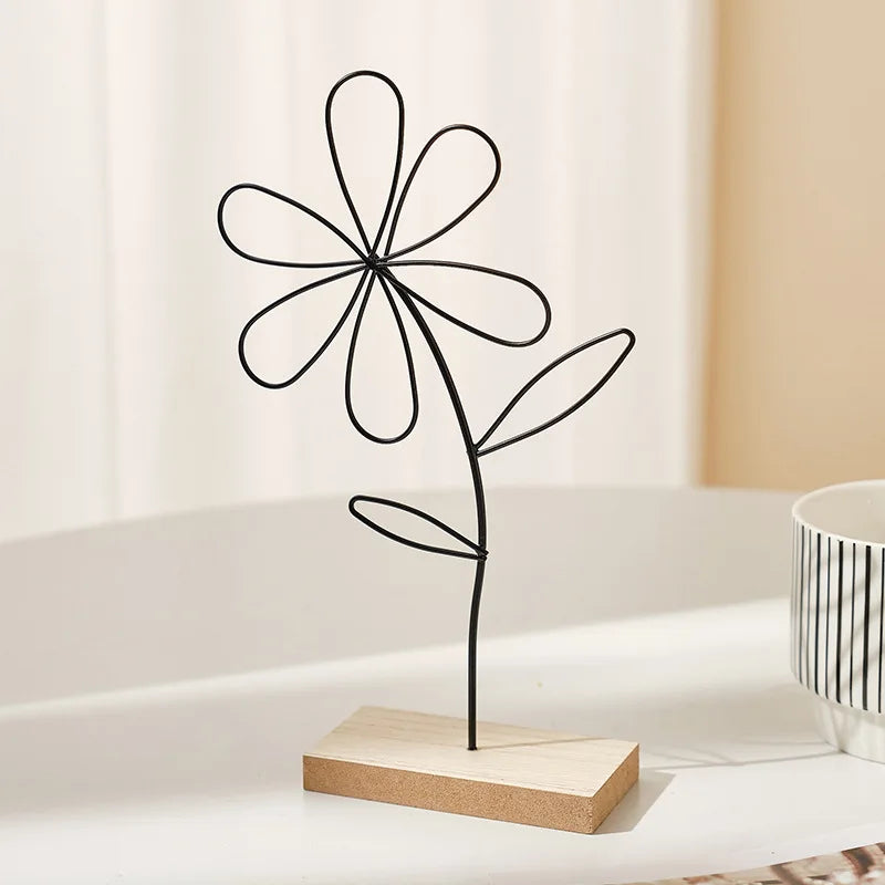 Olivia Nordic Iron Flower Decorative Sculpture - Onyx Decor
