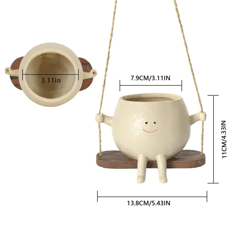 Daisy Cartoon Head Hanging Planter - Onyx Decor