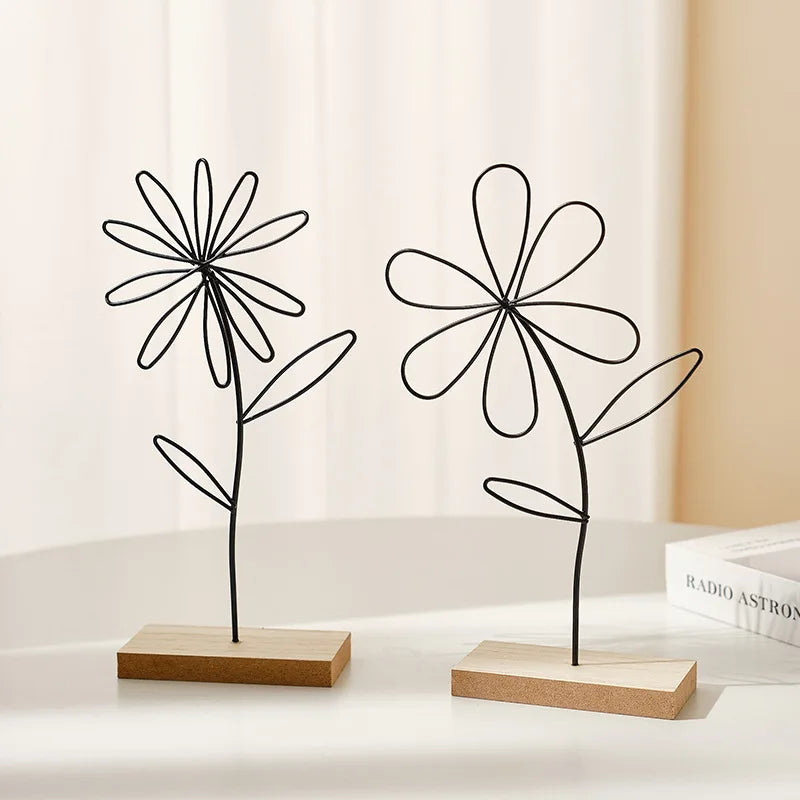 Olivia Nordic Iron Flower Decorative Sculpture - Onyx Decor