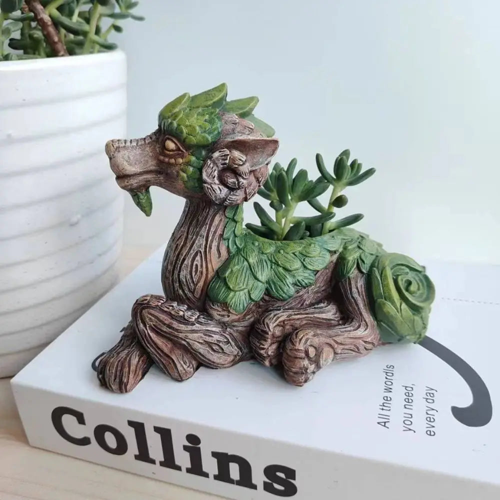 Evergreen Dragon Decorative Sculpture Planter - Onyx Decor