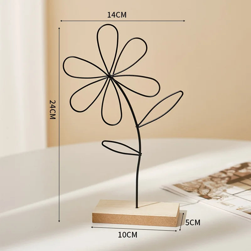 Olivia Nordic Iron Flower Decorative Sculpture - Onyx Decor