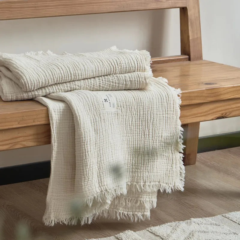 Maillard Cotton Tassel Throw Blanket - Onyx Decor