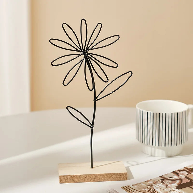 Olivia Nordic Iron Flower Decorative Sculpture - Onyx Decor