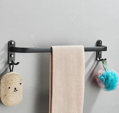 Axel Minimalist Towel Holder with Hooks - Onyx Decor