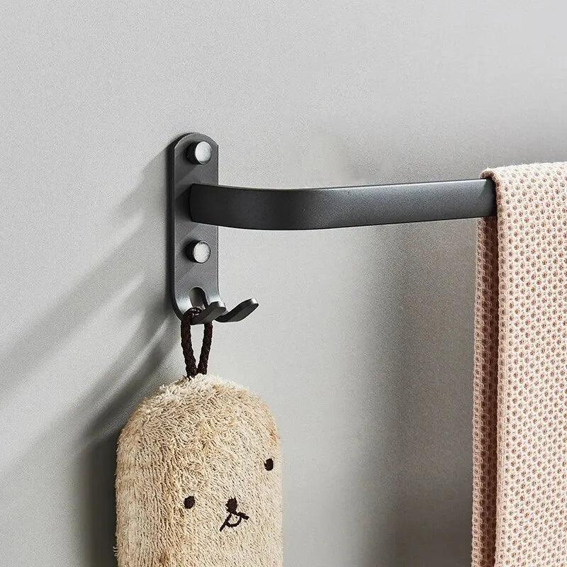 Axel Minimalist Towel Holder with Hooks - Onyx Decor