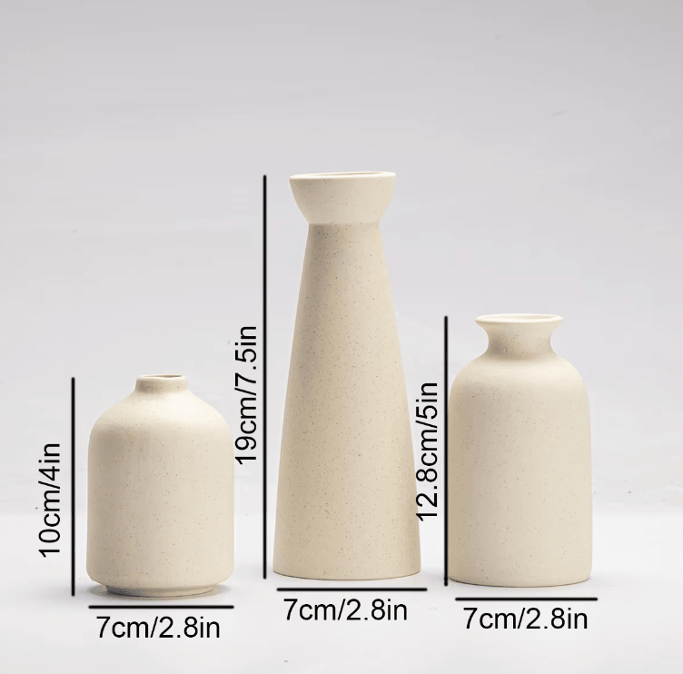 Aylin 3-Piece Minimalist Ceramic Vase Set - Onyx Decor