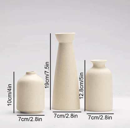 Aylin 3-Piece Minimalist Ceramic Vase Set - Onyx Decor