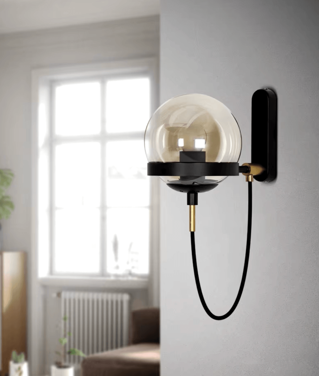 Ellis - Glass Globe Wall Sconce - Onyx Decor