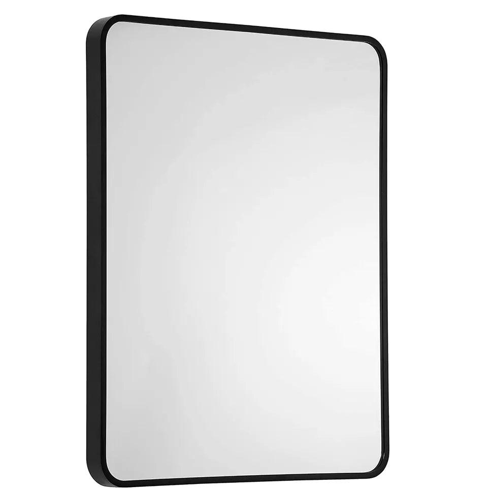 Modern Rounded Rectangle Wall Mirror, Metal Frame - Onyx Decor